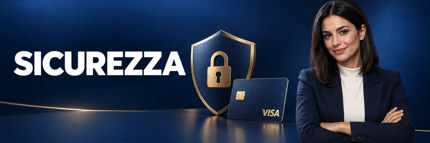 Sicurezza dei pagamenti Visa illustrata con uno scudo e un lucchetto